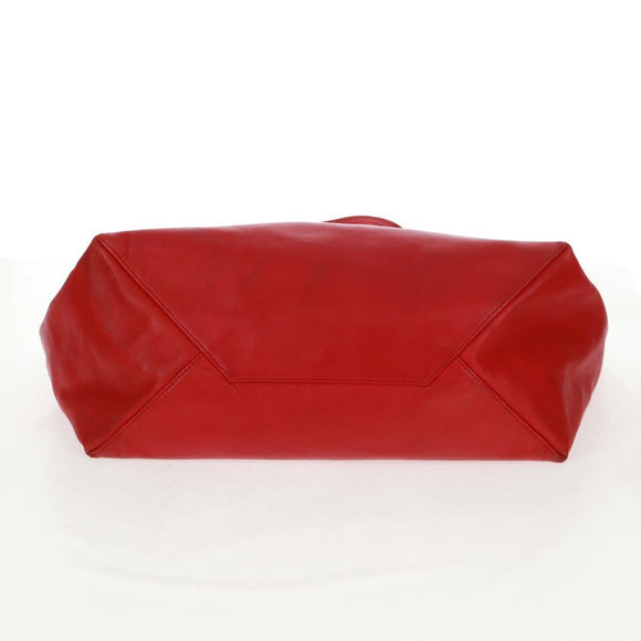 CELINE Horizontalkava Tote Bag Leather Red Gold Auth bs32104