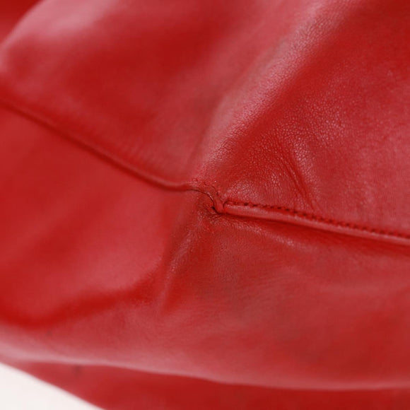 CELINE Horizontalkava Tote Bag Leather Red Gold Auth bs32104