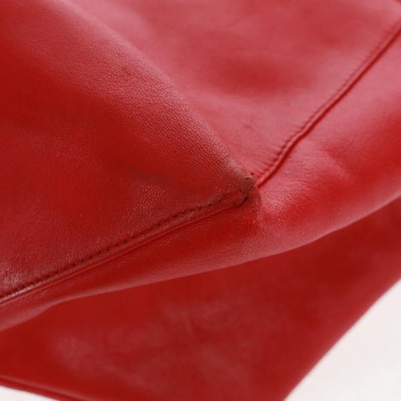 CELINE Horizontalkava Tote Bag Leather Red Gold Auth bs32104