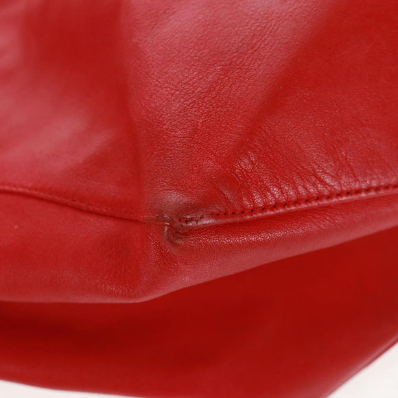 CELINE Horizontalkava Tote Bag Leather Red Gold Auth bs32104