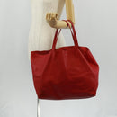 CELINE Horizontalkava Tote Bag Leather Red Gold Auth bs32104-28