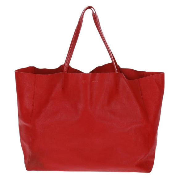 CELINE Horizontalkava Tote Bag Leather Red Gold Auth bs32104