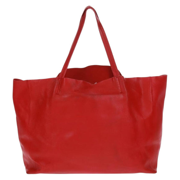 CELINE Horizontalkava Tote Bag Leather Red Gold Auth bs32104
