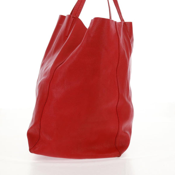 CELINE Horizontalkava Tote Bag Leather Red Gold Auth bs32104