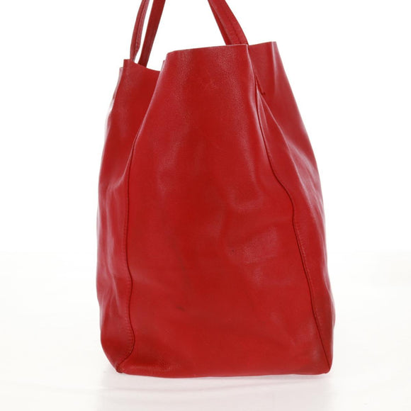 CELINE Horizontalkava Tote Bag Leather Red Gold Auth bs32104