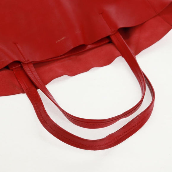 CELINE Horizontalkava Tote Bag Leather Red Gold Auth bs32104