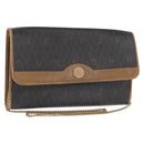 Christian Dior Honeycomb Canvas Chain Shoulder Bag PVC Black Gold Auth bs32105-1