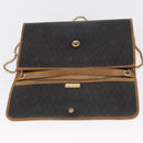 Christian Dior Honeycomb Canvas Chain Shoulder Bag PVC Black Gold Auth bs32105-15