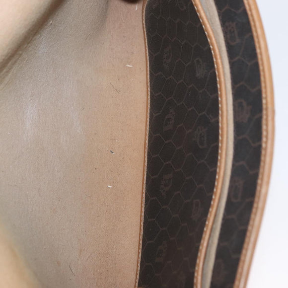 Christian Dior Honeycomb Canvas Chain Shoulder Bag PVC Black Gold Auth bs32105