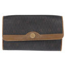 Christian Dior Honeycomb Canvas Chain Shoulder Bag PVC Black Gold Auth bs32105-2