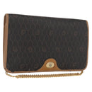 Christian Dior Honeycomb Canvas Chain Shoulder Bag PVC Black Gold Auth bs32106-1