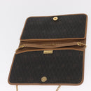 Christian Dior Honeycomb Canvas Chain Shoulder Bag PVC Black Gold Auth bs32106-16