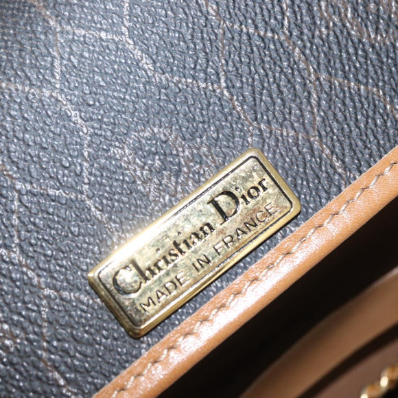 Christian Dior Honeycomb Canvas Chain Shoulder Bag PVC Black Gold Auth bs32106