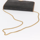 Christian Dior Honeycomb Canvas Chain Shoulder Bag PVC Black Gold Auth bs32106-7