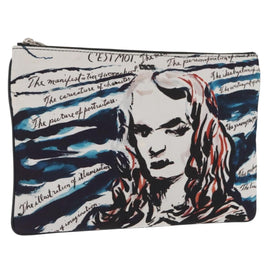 Christian Dior Clutch Bag Nylon RAYMOND PETTIBON Blue Silver Auth bs32109