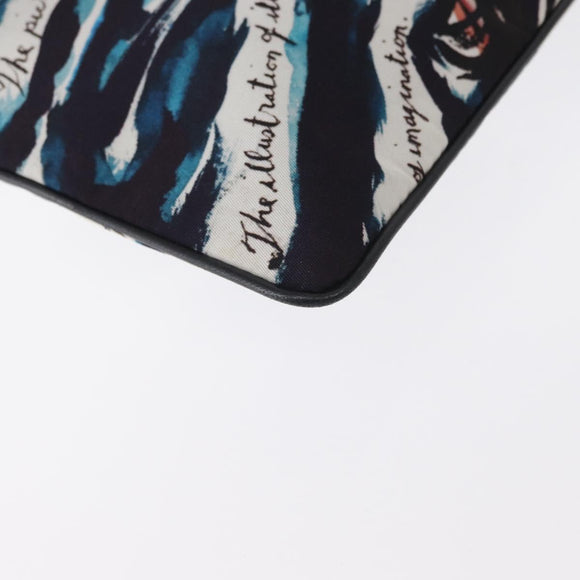 Christian Dior Clutch Bag Nylon RAYMOND PETTIBON Blue Silver Auth bs32109
