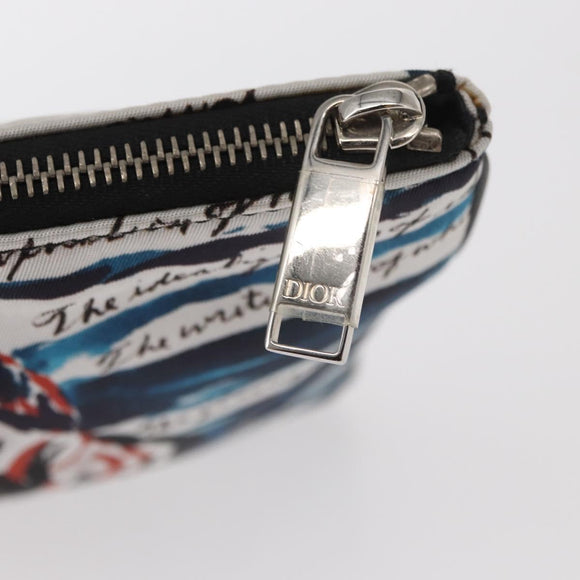 Christian Dior Clutch Bag Nylon RAYMOND PETTIBON Blue Silver Auth bs32109
