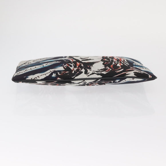 Christian Dior Clutch Bag Nylon RAYMOND PETTIBON Blue Silver Auth bs32109