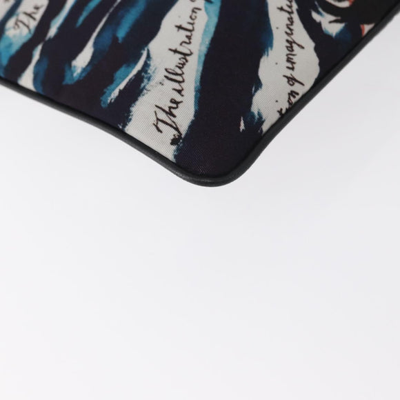 Christian Dior Clutch Bag Nylon RAYMOND PETTIBON Blue Silver Auth bs32109