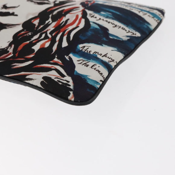 Christian Dior Clutch Bag Nylon RAYMOND PETTIBON Blue Silver Auth bs32109