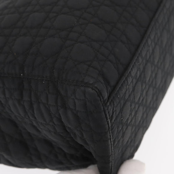 Christian Dior Lady Dior Canage Hand Bag Nylon Black Gold Auth bs32111