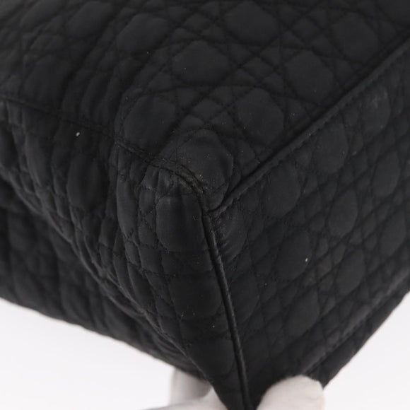 Christian Dior Lady Dior Canage Hand Bag Nylon Black Gold Auth bs32111
