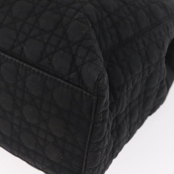 Christian Dior Lady Dior Canage Hand Bag Nylon Black Gold Auth bs32111