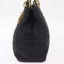 Christian Dior Lady Dior Canage Hand Bag Nylon Black Gold Auth bs32111-3