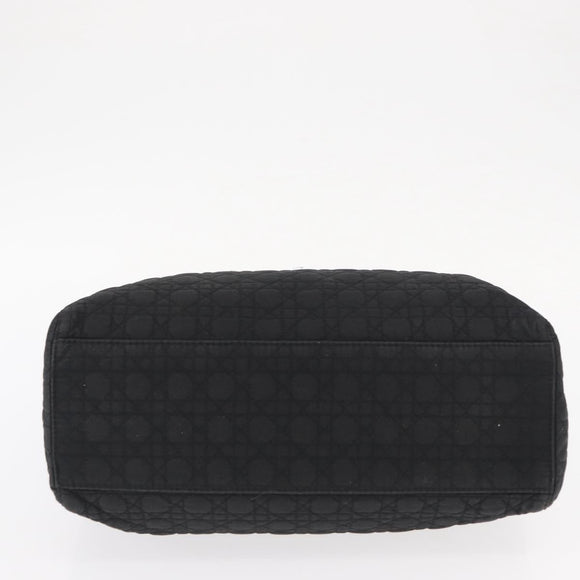 Christian Dior Lady Dior Canage Hand Bag Nylon Black Gold Auth bs32111