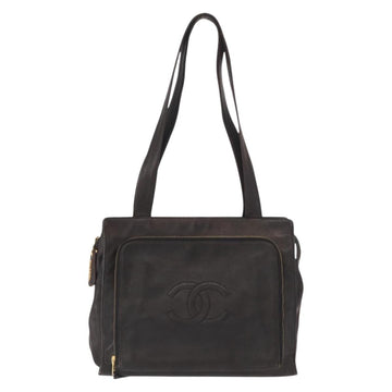 CHANEL Matelasse Tote Bag Lamb Skin Brown Gold CC Auth bs32114 - 0