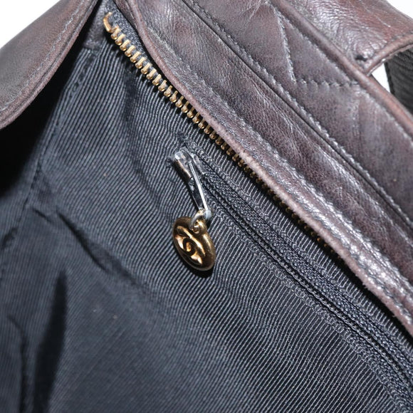 CHANEL Matelasse Tote Bag Lamb Skin Brown Gold CC Auth bs32114