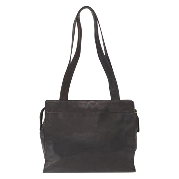 CHANEL Matelasse Tote Bag Lamb Skin Brown Gold CC Auth bs32114