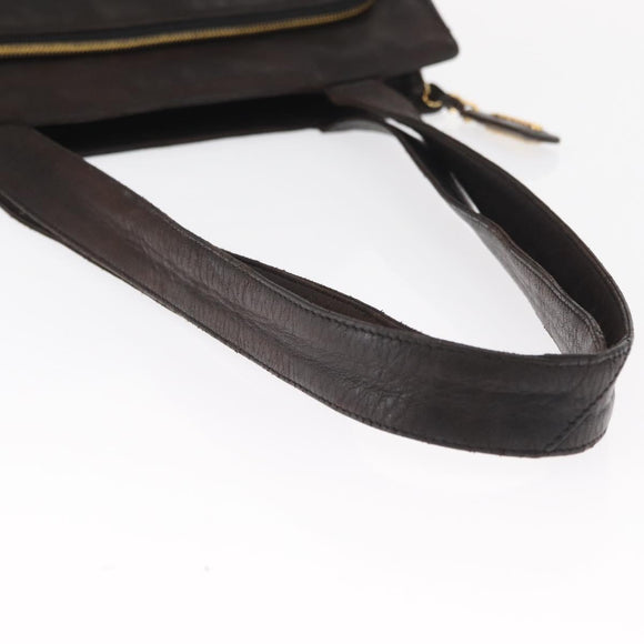 CHANEL Matelasse Tote Bag Lamb Skin Brown Gold CC Auth bs32114