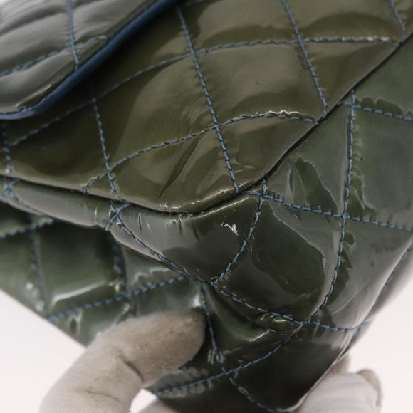 CHANEL Big Matelasse30 Chain Shoulder Bag Enamel Blue Silver CC Auth bs32116