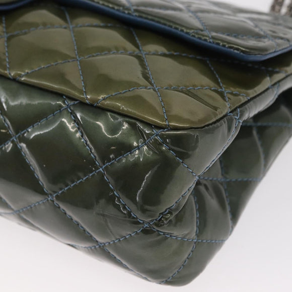 CHANEL Big Matelasse30 Chain Shoulder Bag Enamel Blue Silver CC Auth bs32116