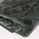 CHANEL Big Matelasse30 Chain Shoulder Bag Enamel Blue Silver CC Auth bs32116-15