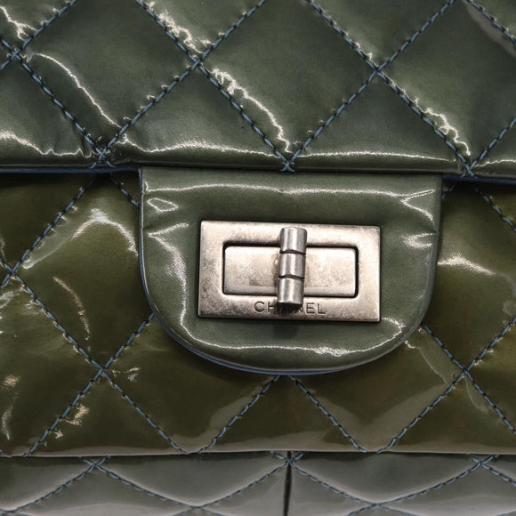 CHANEL Big Matelasse30 Chain Shoulder Bag Enamel Blue Silver CC Auth bs32116