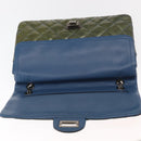 CHANEL Big Matelasse30 Chain Shoulder Bag Enamel Blue Silver CC Auth bs32116-10