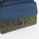 CHANEL Big Matelasse30 Chain Shoulder Bag Enamel Blue Silver CC Auth bs32116-19