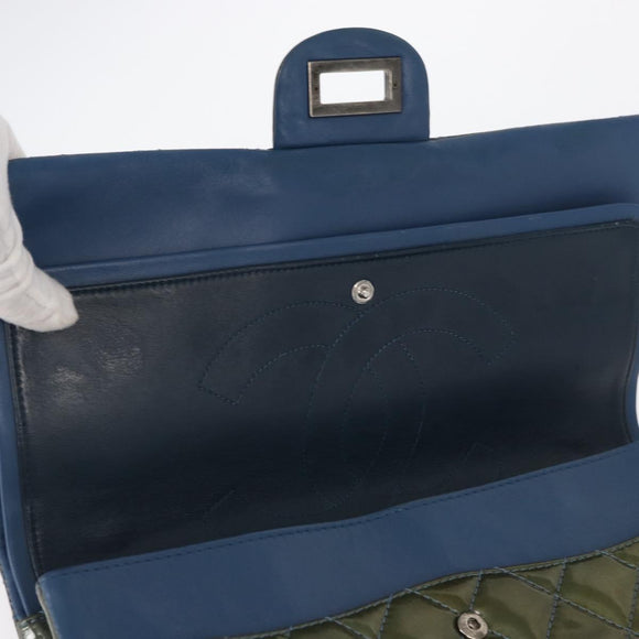 CHANEL Big Matelasse30 Chain Shoulder Bag Enamel Blue Silver CC Auth bs32116