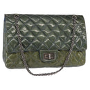 CHANEL Big Matelasse30 Chain Shoulder Bag Enamel Blue Silver CC Auth bs32116-1