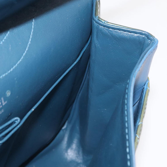 CHANEL Big Matelasse30 Chain Shoulder Bag Enamel Blue Silver CC Auth bs32116