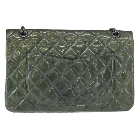 CHANEL Big Matelasse30 Chain Shoulder Bag Enamel Blue Silver CC Auth bs32116