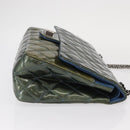 CHANEL Big Matelasse30 Chain Shoulder Bag Enamel Blue Silver CC Auth bs32116-3