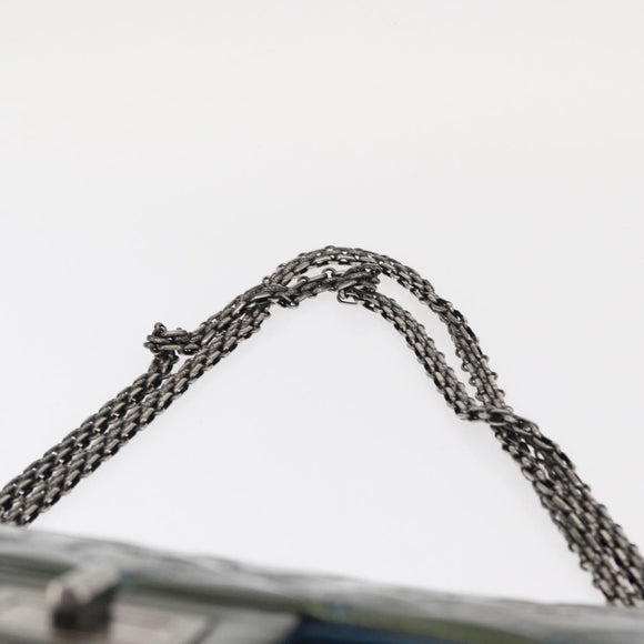 CHANEL Big Matelasse30 Chain Shoulder Bag Enamel Blue Silver CC Auth bs32116