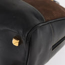 LOEWE Velazquez Hand Bag Leather Suede Brown Gold Auth bs32117-14