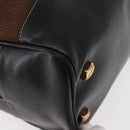 LOEWE Velazquez Hand Bag Leather Suede Brown Gold Auth bs32117-15