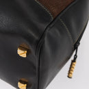 LOEWE Velazquez Hand Bag Leather Suede Brown Gold Auth bs32117-16