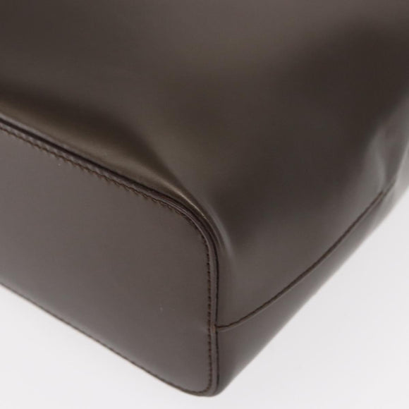 LOEWE Shoulder Bag Leather Brown Silver Auth bs32118