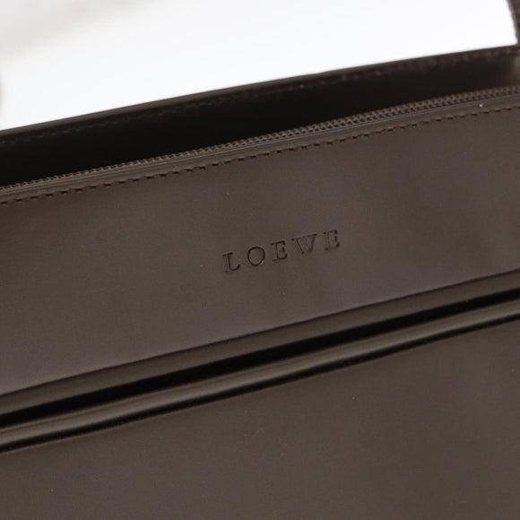 LOEWE Shoulder Bag Leather Brown Silver Auth bs32118